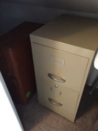 vintage samsonite luggage, file cabinet
