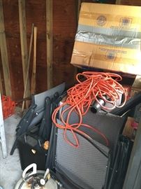 outdoor chairs, some tools