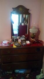 Old mahogany claw foot dresser. 150