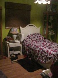 Twin bed, night stand and dresser