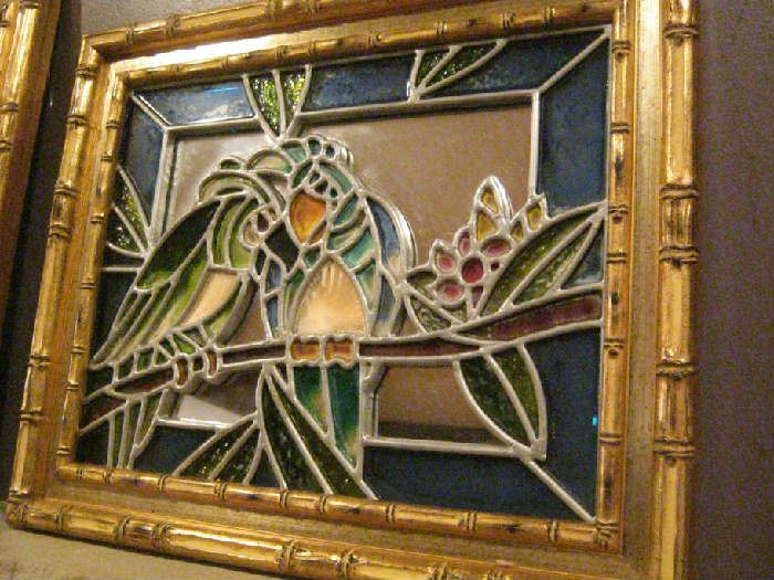 Stained glass parrot