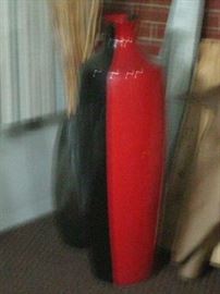 Large red & black floor vase