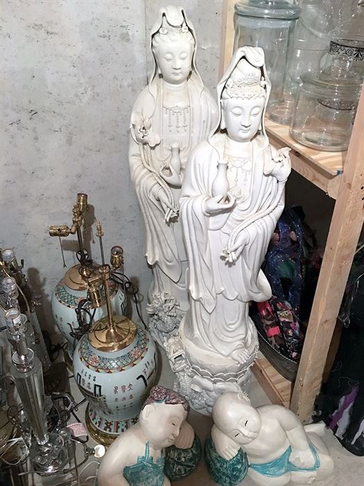 Asian Statues from the Far East (stand approx 4 feet tall) and other Asian home decor