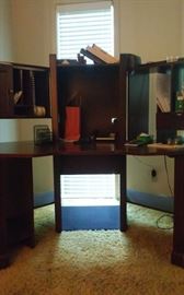 Sturdy wood corner desk with all the drawers and space