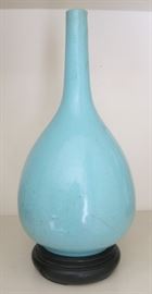p. Chinese Robins Egg Blue Turquoise Glaze Bottle Vase, 19th C.