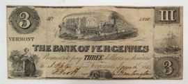 1847 $3 Bank of Vergennes Note Vermont, by W Dane Co. Coins, Money, Currency and more