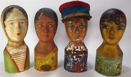 French Milliners Papier Mache Hat Stands, 19th C.