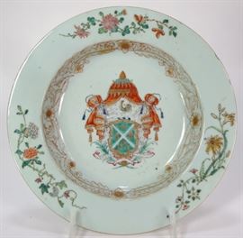 Chinese Export Armorial Decorated Porcelain Soup Plate, c, 1740