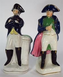 Two Staffordshire Pottery Figures, late 19th C., Napoleon and Wellington, English