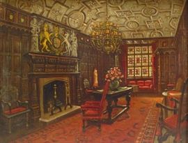 Walter I. Cox, English, 1866-1930, Interior of a Library