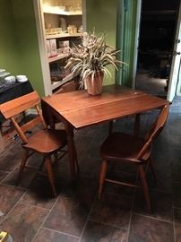 Antique Texas Primitive drop leaf table and pair of spool back chairs, circa 1870