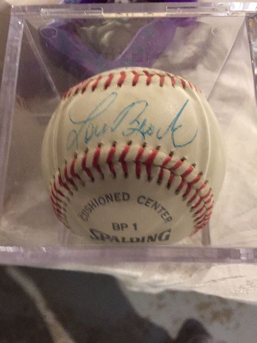 Baseball signed by Lou Brock