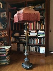 Cast Iron Floor Lamp with Handmade Fringe Shade