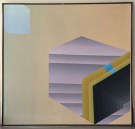 "untitled" a/c, signed in verso, Frank Roth, August 1967, 38"x40", framed, Molly Barnes Gallery, 631 LaCienega, 