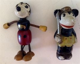 Early Mickey Mouse (Needs New Leather Ears), & Early Bisque Mickey