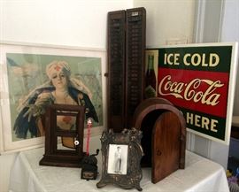 1873 Patent Model by George Joss for Sash Window, Lock & Hoister; Phone Box; Vintage Time Card Holder; Phone Box; "Florence Nightingale" & Coca Cola Sign