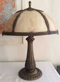 1930's Table Lamp with Slag Glass Shade