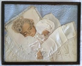 Mixed Media "Sleeping Child", Fabric, Photo & Hair