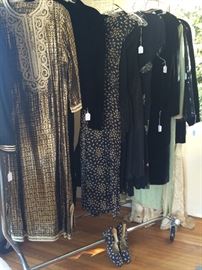 Vintage Clothing: Ceil Chapman Velvet Cocktail Dress; Biba, London '60's Dress & Shoes; '40's Rayon Cocktail Dress; 1947 Wedding Gown