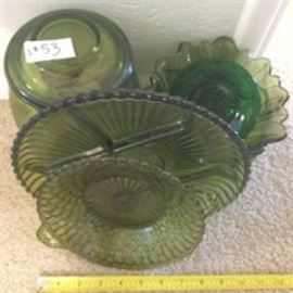 Green Colored Glass Serving Dishes