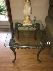 Metal and glass end table 