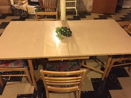 1960-70's GATE LEG DROP LEAF TABLE AND CHAIRS 