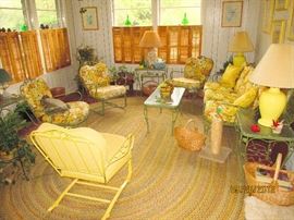 WROUGHT IRON PATIO OR FLORIDA ROOM FURNITURE, MID CENTURY, VERY CLEAN