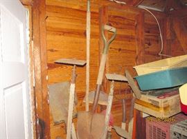 YARD TOOLS, SHOVELS, RAKES, PITCH FORK
