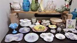 Pottery, china, Nippon, 1940's to current. Hobnail milk glass luncheon set.