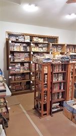 Library full of paperback novels, historical bibliographies, and informational literature.