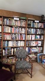 Books, books, books.  An entire wall of hard cover books.