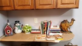 Cookie jars and chalk ware statue.