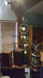 SOLD! Atomic hanging brass lamp