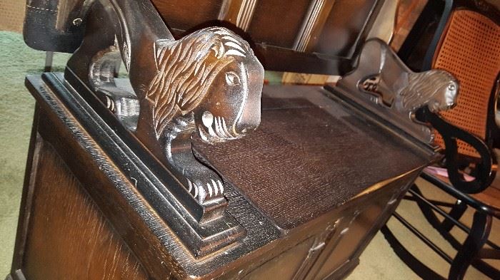 Beautiful Antique Carved Monks Bench