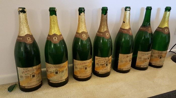 Antique Champagne Bottles with Autographs