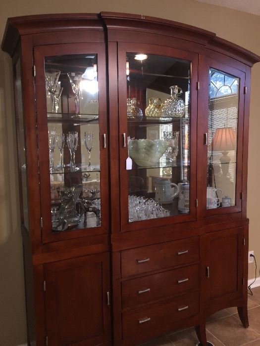Close up of the China Cabinet - It is a 2 piece cabinet to make it easier for moving. 