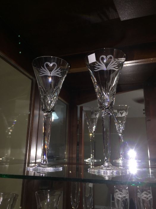 Pair of Waterford Wedding Crystal Champagne flutes 
