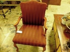 Two toned fabric guest chairs with Queen Anne legs