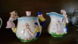 Cute dutch kids creamer and suger
