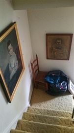 Primitive paintings , primitive chairs throughout home