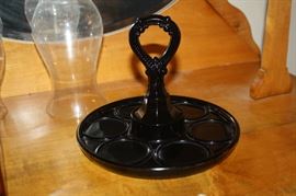 Black glass serving tray