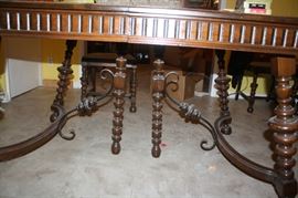 Legs and support of antique dining room table