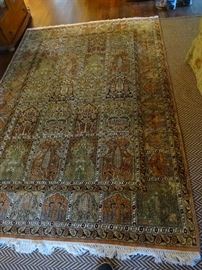 Wool and Silk purchased in India 2012. Garden Of Life pattern. Note the detail, colors and knots on back as well. This rug is in pristine condition. Approx 8x6  was purchased for $6000. US dollars