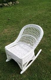 wicker rocker with white paint