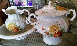 Pitcher, bowl & commode 