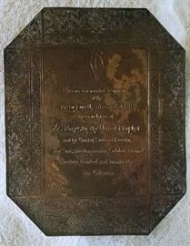 VP silver plated invitation from 1922