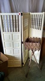 dressing screen and primitive fern stand