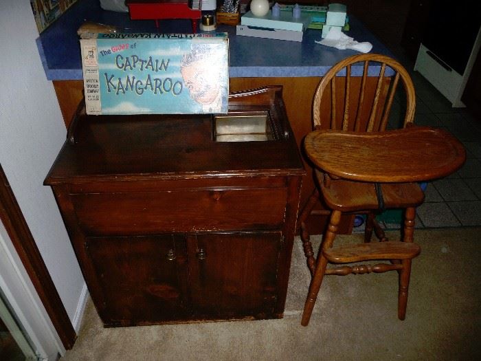 old chest or commode / wood high chair