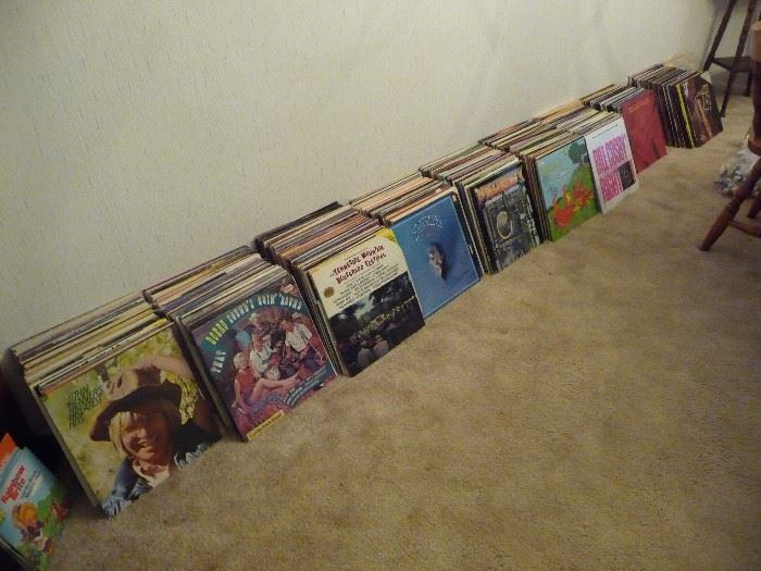 hundreds of LP records 