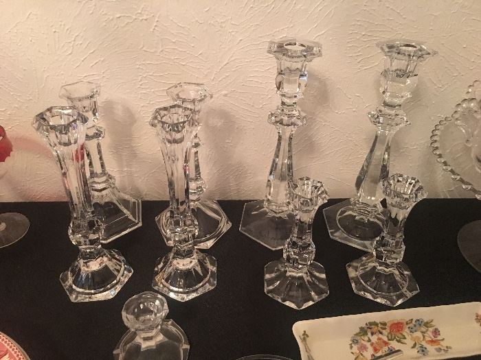 Lead Crystal and glass candle sticks
